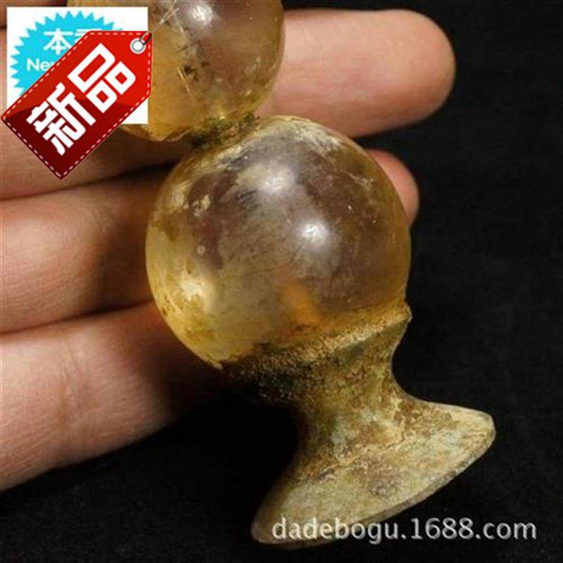 古玩杂项 清代老水晶o帽顶 仿古琉璃仿水晶官帽R顶珠帽顶 顶戴花