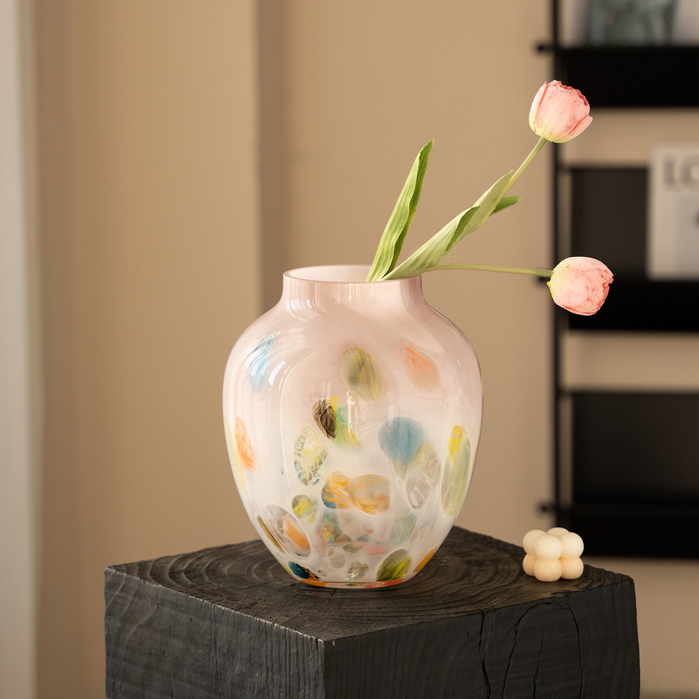 中古琉璃花瓶摆件客厅插花专用