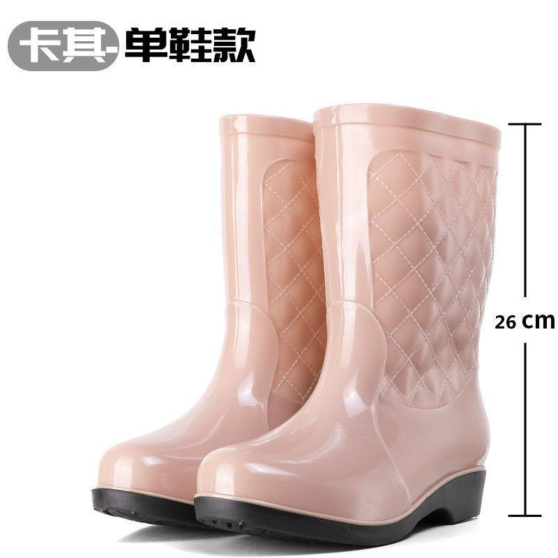 时尚女士雨鞋中筒保暖暖雨鞋套加绒雨靴防滑女式水鞋高筒加棉胶鞋