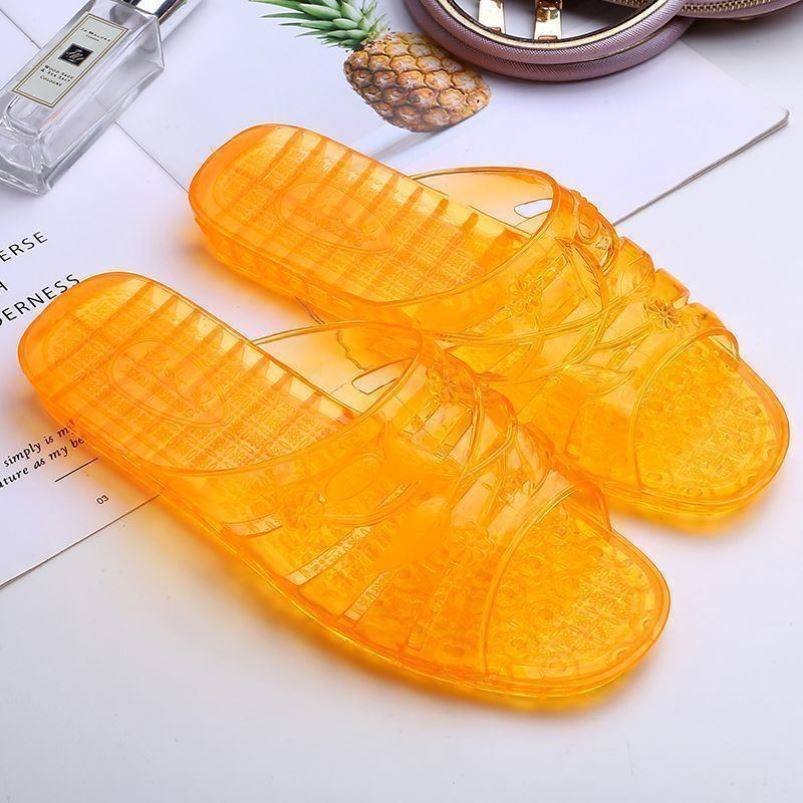 水晶拖鞋女透明夏季天坡跟塑胶简约家居室内怀旧经典家用妈妈低跟