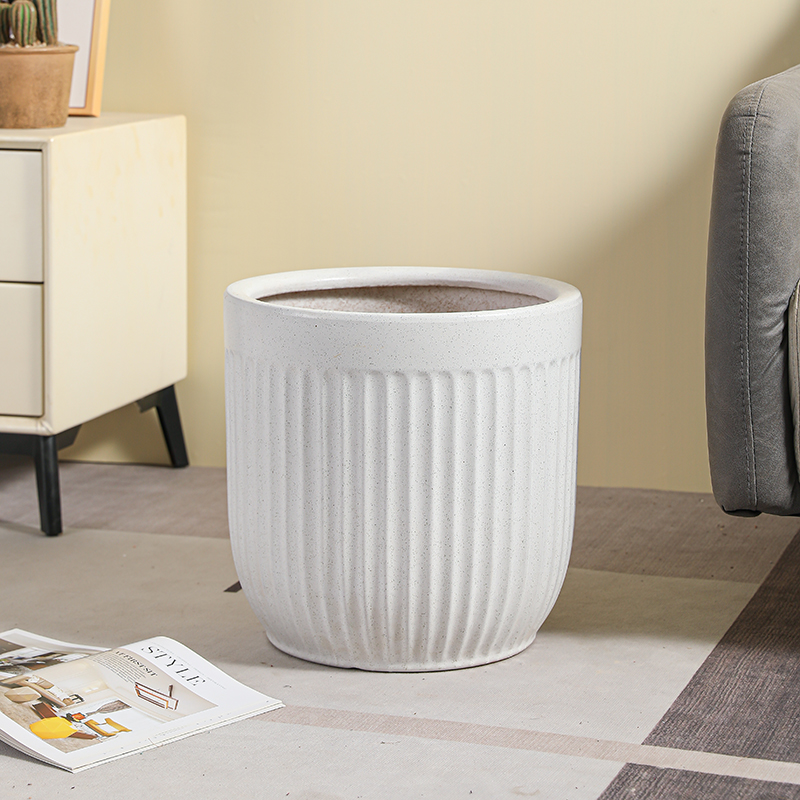 北欧陶瓷花盆客厅大号口径白色简约轻奢百合竹龙血树专用绿植盆栽