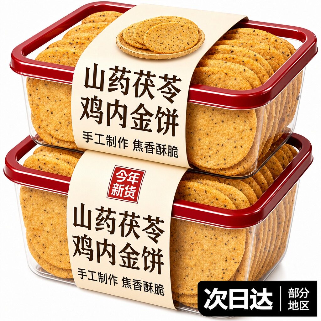 【老字号】鸡内金焦饼河南特产山药茯苓无添加纯手工芝麻焦饼焦馍图片