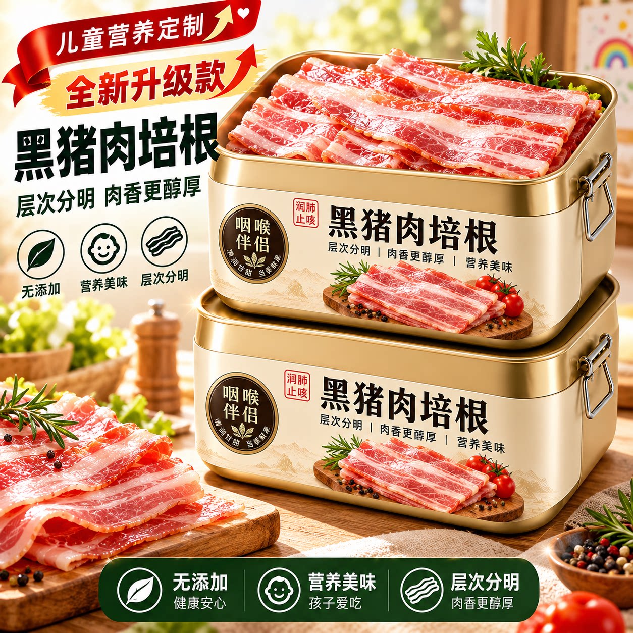 儿童培根原切无添加肉片三明治葱抓饼专注儿童营养早餐官方旗舰店