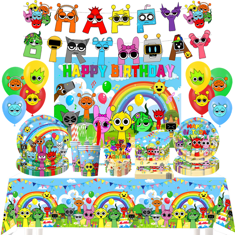 节奏盒子生日派对装饰餐具桌布