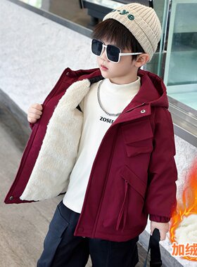 儿童冬季加绒派克服外套2026新款