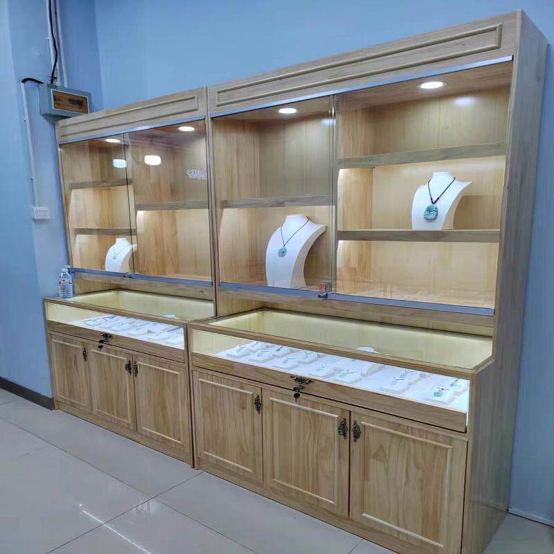 实木复古珠宝饰品首饰翡翠玉器古玩茶叶玻璃展示柜台展柜橱窗定制
