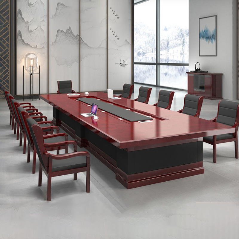 会议桌长桌油漆大型培训桌实木办公会议室高档长方形洽谈桌椅组合