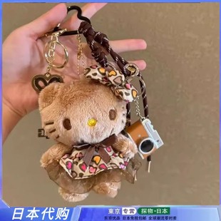 日本代购豹纹hellokitty包包挂件书包公仔玩偶钥匙扣包包挂饰女
