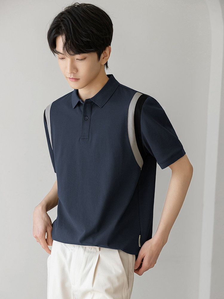 SHORT SLEEVE T-SHIRT MENS POLO SHIRT ICE SILK SUMMER THIN MENS 2024 NEW BUSINESS CASUAL HALF-SLEEVED T-SHIRT TOP