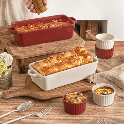 LePantry烤盘陶瓷双耳盘深盘吐司盘烘焙盘子微波炉烤箱专用盘子