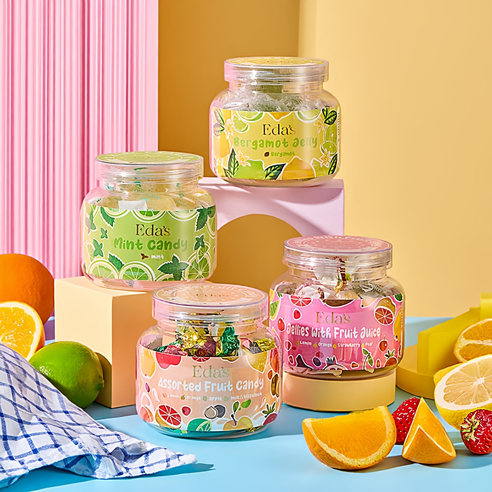 意大利进口零食糖果艾达的世界什锦果汁软糖水果味硬糖薄荷糖120g