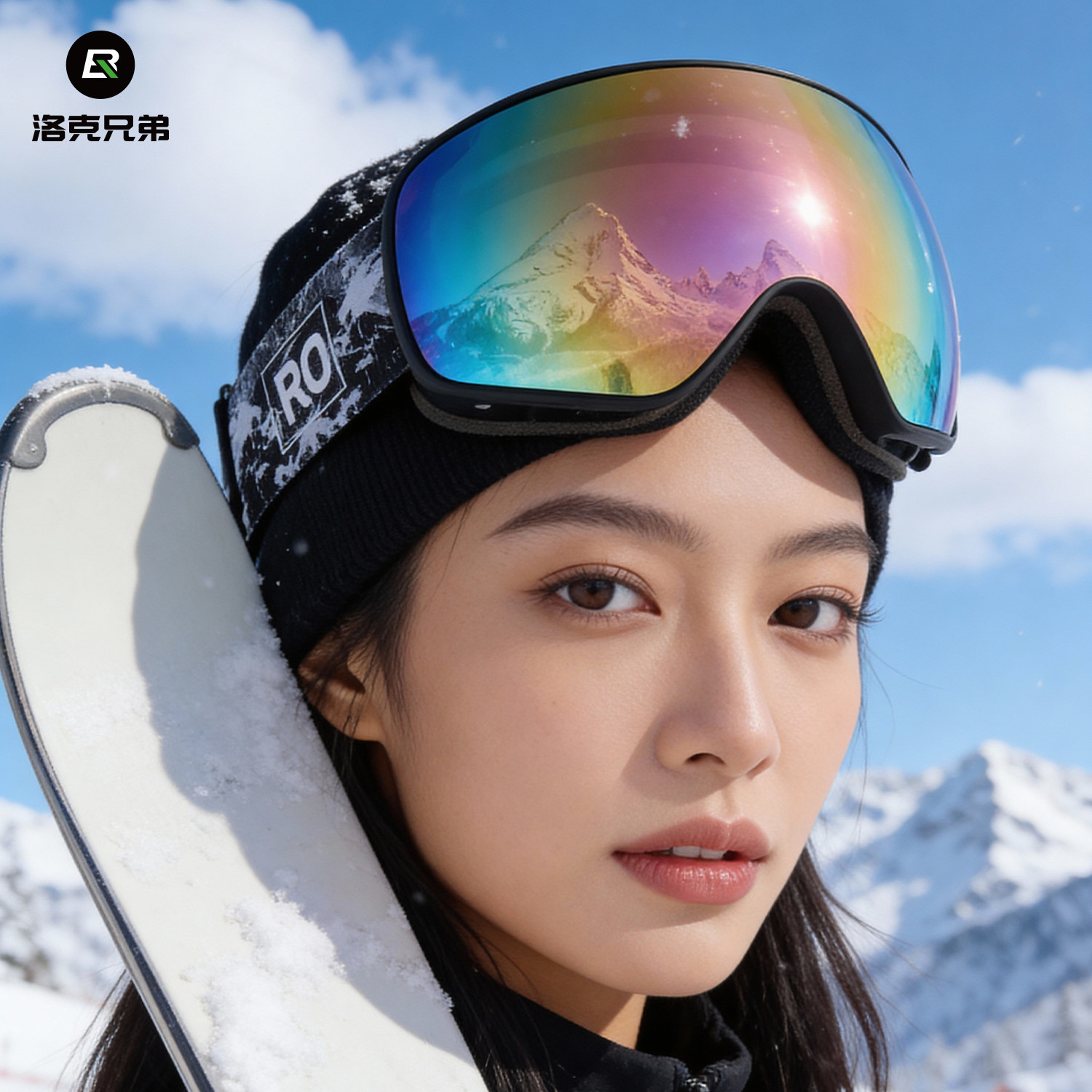 洛克兄弟滑雪镜成人双层防雾护目镜防风可卡近视儿童雪地运动装备