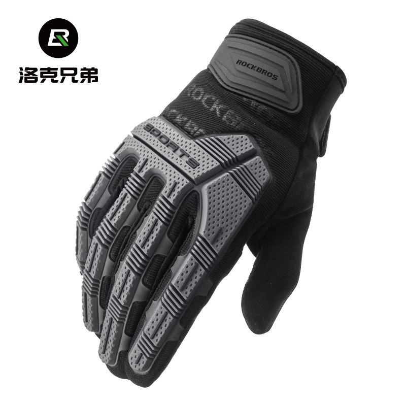洛克兄弟摩托车手套骑行机车长指男硅胶保暖春秋冬季赛车骑士装备