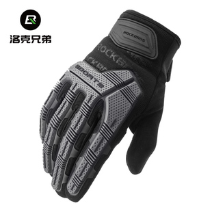 洛克兄弟摩托车手套骑行机车长指男硅胶保暖春秋冬季赛车骑士装备
