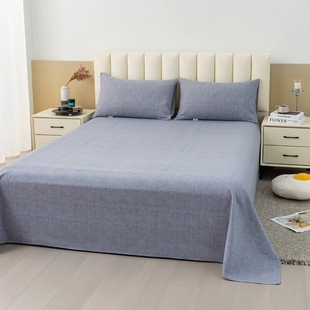 老粗布床单纯棉100全棉老式上海加厚新款老牌国民灰色条纹格子