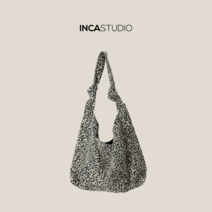 时尚帆布包豹纹单肩新款点2025托特包出勤大容量包帆布学生女单包