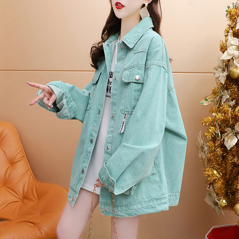 中长版设计感牛仔服外套女春季新款字母洋派慵懒风网红超火上衣潮