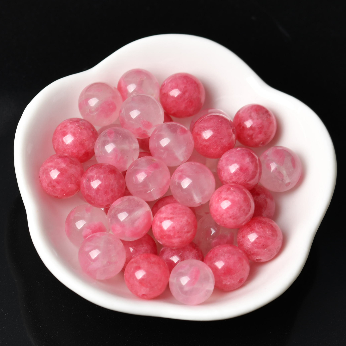 收藏级天然粉蔷薇辉手链散珠子樱花雨手串配珠diy粉水晶串珠配件