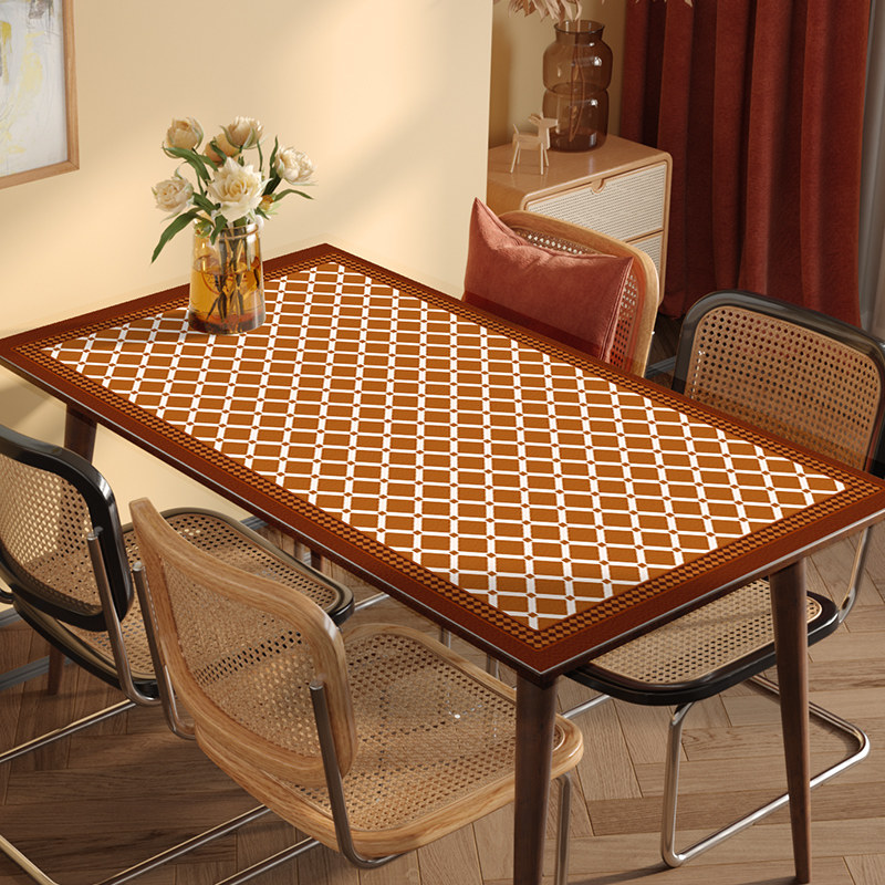 尚选 防渗透桌垫美式桌布防水防油免洗高级感长方形茶几餐桌面垫