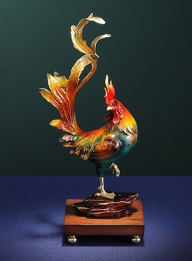 金鸡报喜全铜大公鸡摆件创意客厅玄关办公室装饰品乔迁开业礼物