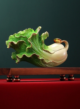 百财如意黄铜白菜摆件招财家居客厅玄关电视柜装饰品开业乔迁礼物