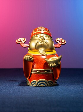 箐铜记《指定发财》指谁谁发财家居装饰品客厅玄关财神爷黄铜摆件