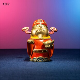 箐铜记《指定发财》指谁谁发财家居装饰品客厅玄关财神爷黄铜摆件