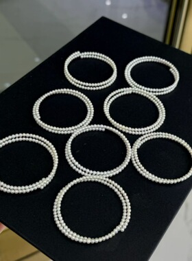 钢圈弹力双层珍珠手镯 3-4mm双层记忆钢圈简约不简单百搭好看女神