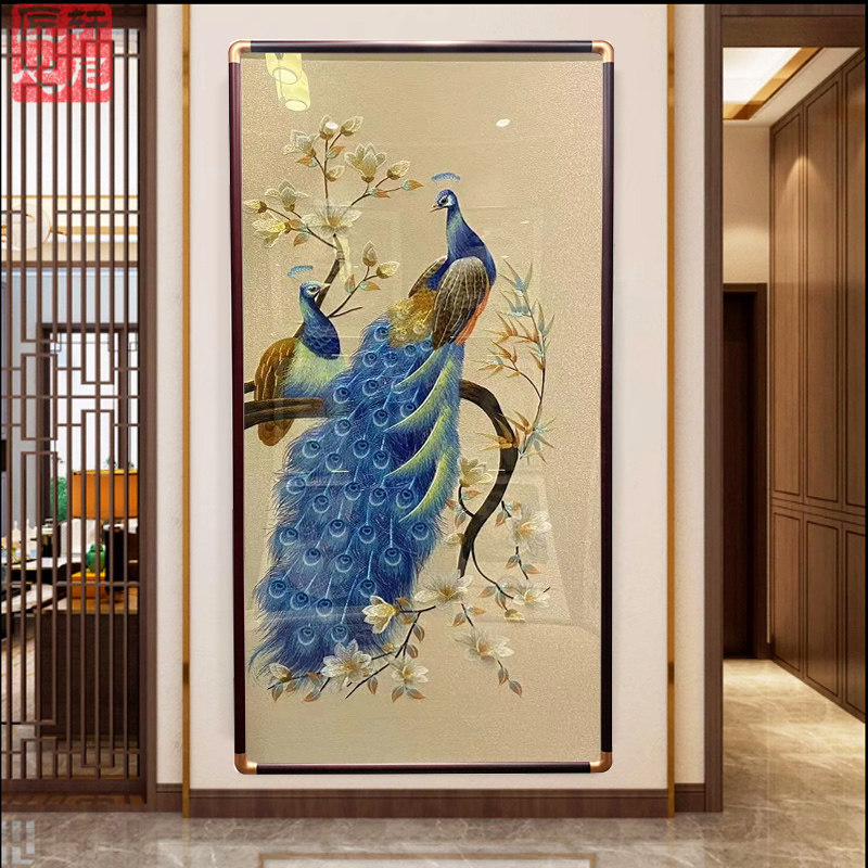 宝石孔雀式玄关高端刺绣织锦绣