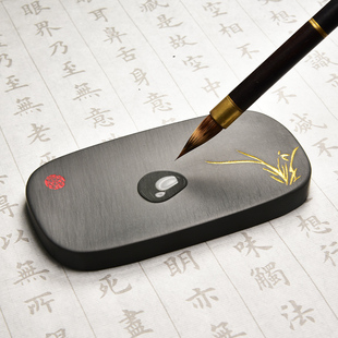 高档精品老坑天然原石水波纹歙砚端砚安徽歙县文房四宝纸墨笔砚套装书法国画专用磨墨砚台平板便携墨盘墨池