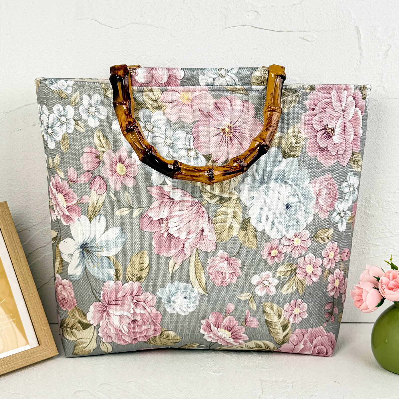 复古大容量国风竹节手提包