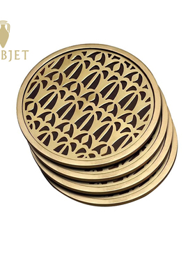 L'OBJET 欧洲进口Venise威尼斯杯垫(4件)24K镀金欧式艺术创意杯垫
