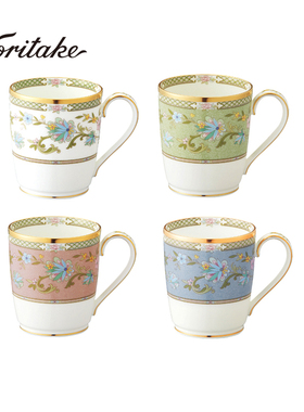 Noritake则武 日本Yoshino吉野樱花进口水杯日式镶金绘花马克杯子