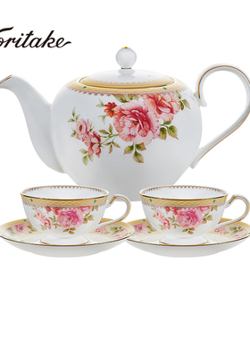 Noritake则武HERTFORD骨瓷英式下午茶茶具套装玫瑰图案咖啡杯带碟