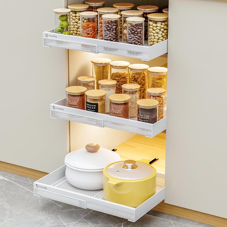 特宽厨房橱柜可伸缩抽拉篮置物架