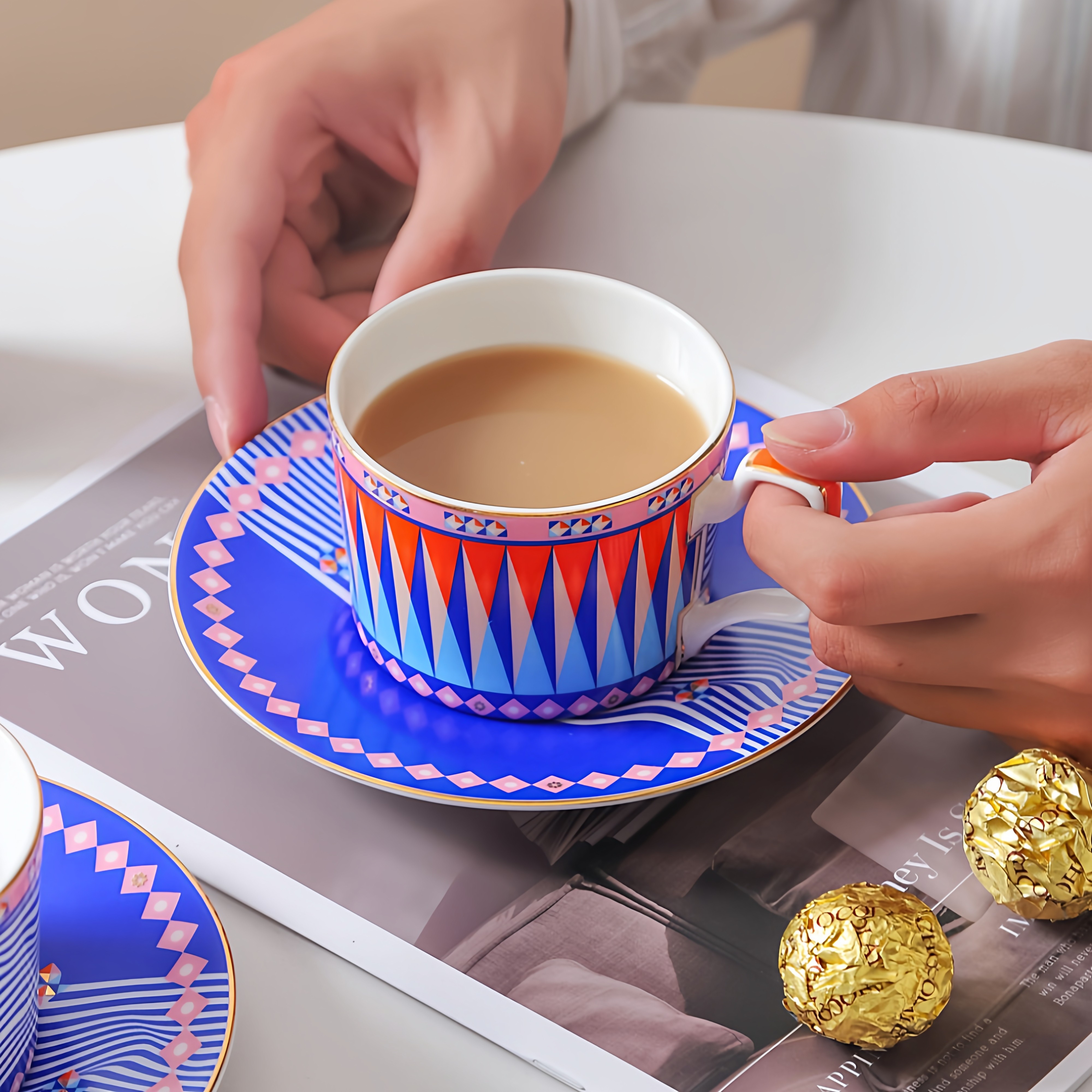 骑士远航欧式高级感轻奢高颜值骨瓷咖啡杯碟套装精致小众咖啡杯子