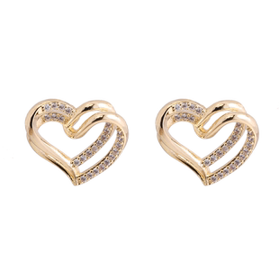 双层爱心形耳钉2025年新款ins潮耳环纯银针韩国气质高级感耳饰女