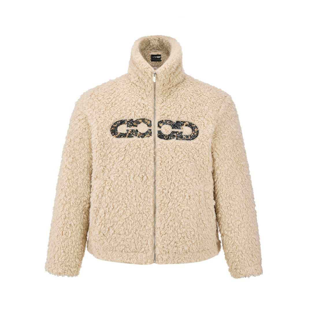 GOODBRAND立领绒糕毛拉链外套