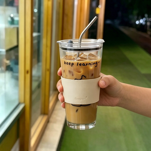 玻璃水杯大容量高硼硅吸管柠檬杯