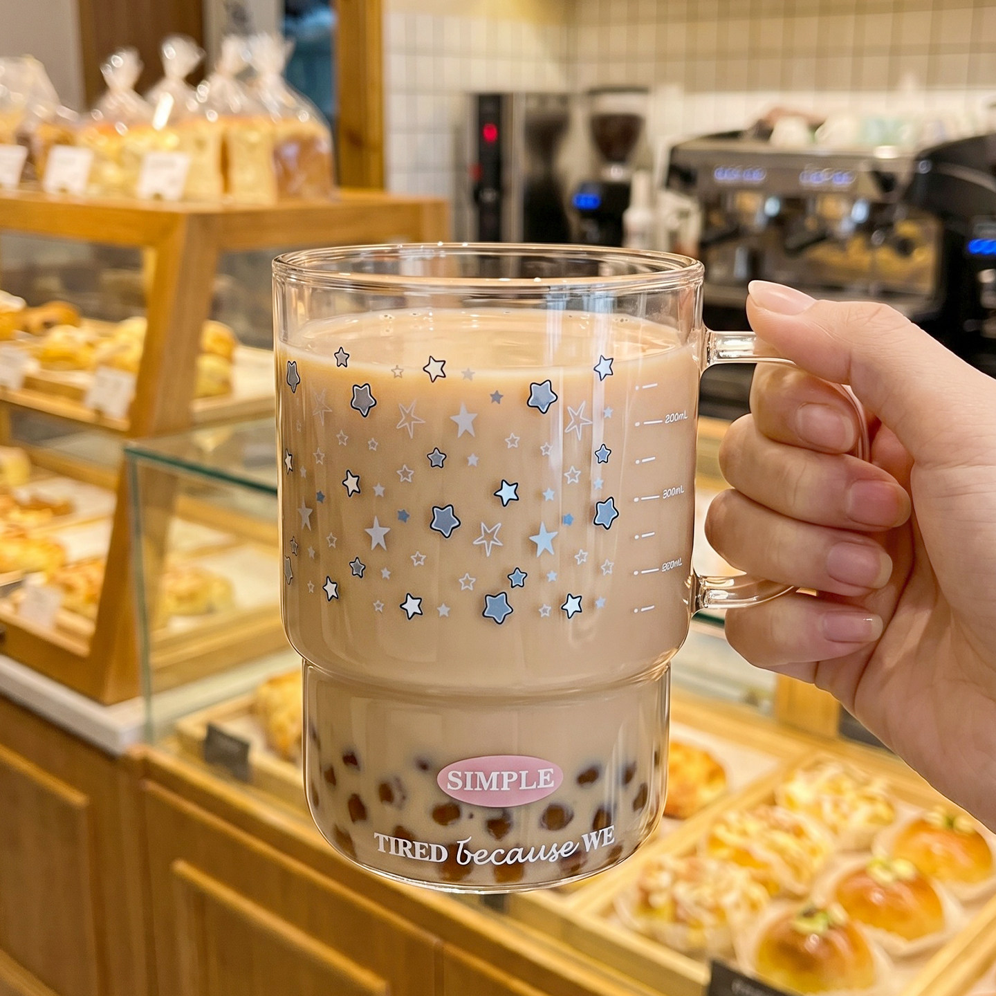 玻璃吸管杯女生高颜值大容量喝水杯带把手2026新款夏日冷饮可乐杯