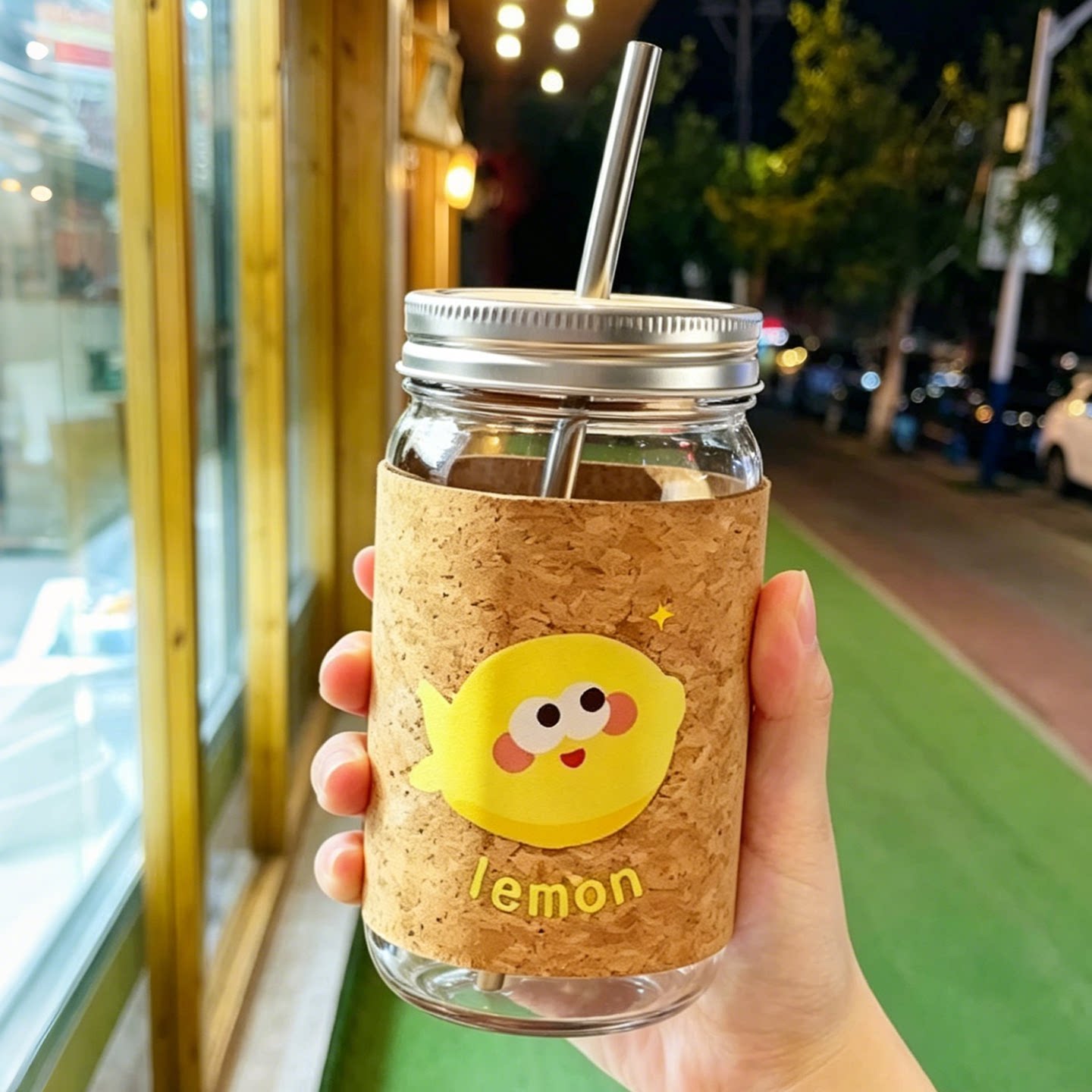 高硼硅玻璃杯咖啡豆浆果汁吸管杯图片
