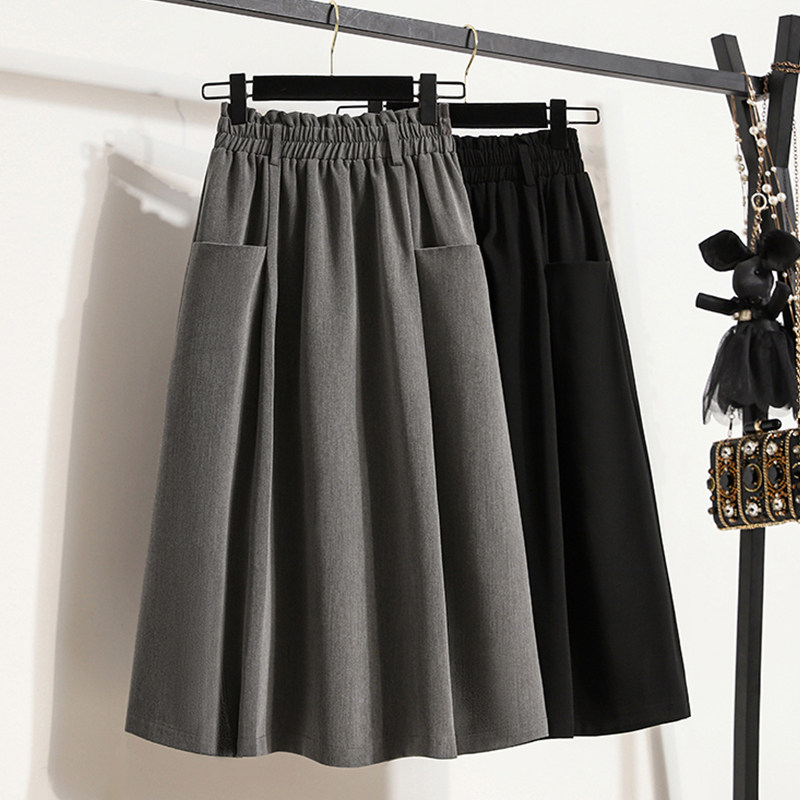 潮牌灰色小个子a字半身裙女2025年春秋新款高腰显瘦中长款百褶裙