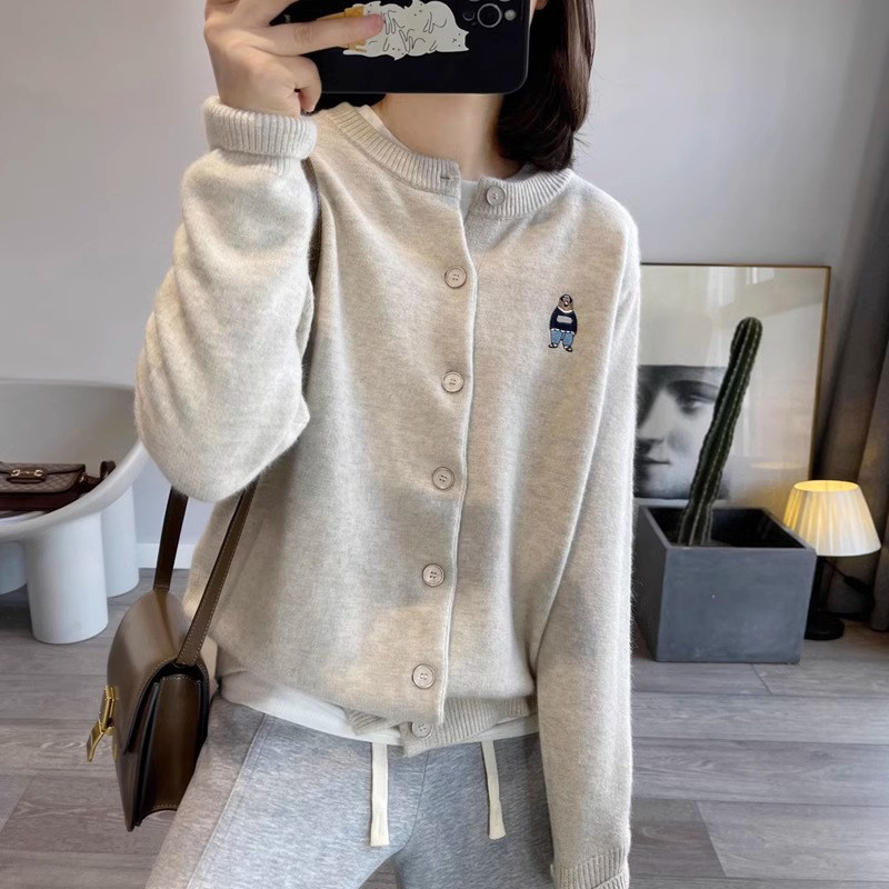 甜美元素短款毛衣 2024秋冬新款森女风开衫 森女风格针织开衫 女