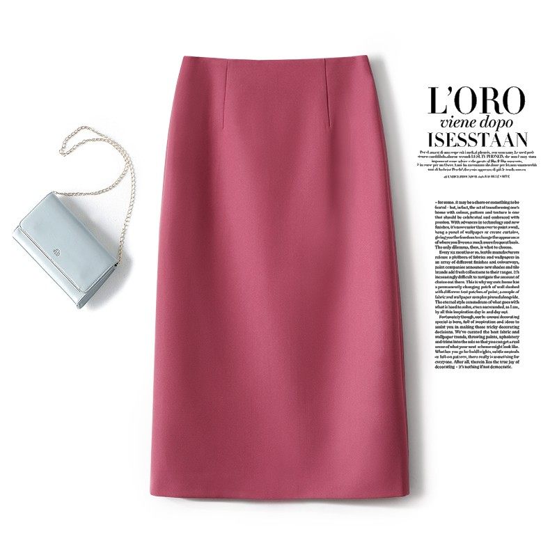 潮牌树莓色半身裙女2025年春秋新款高腰显瘦a字包臀裙职业西装裙