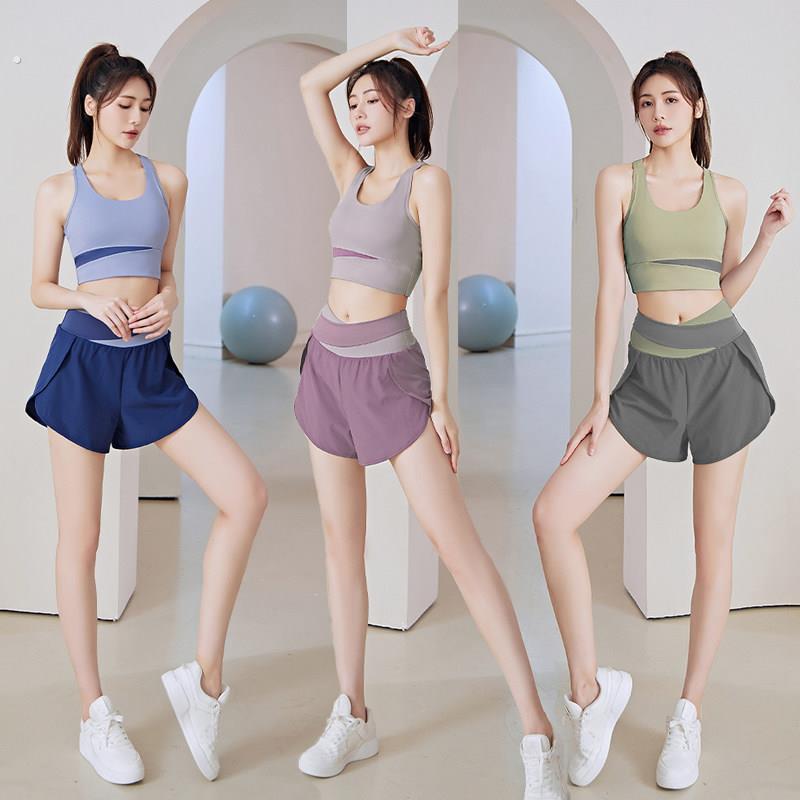 瑜伽服夏薄款运动内衣套装女健身跑步普拉提训练服减震背心式文胸图片