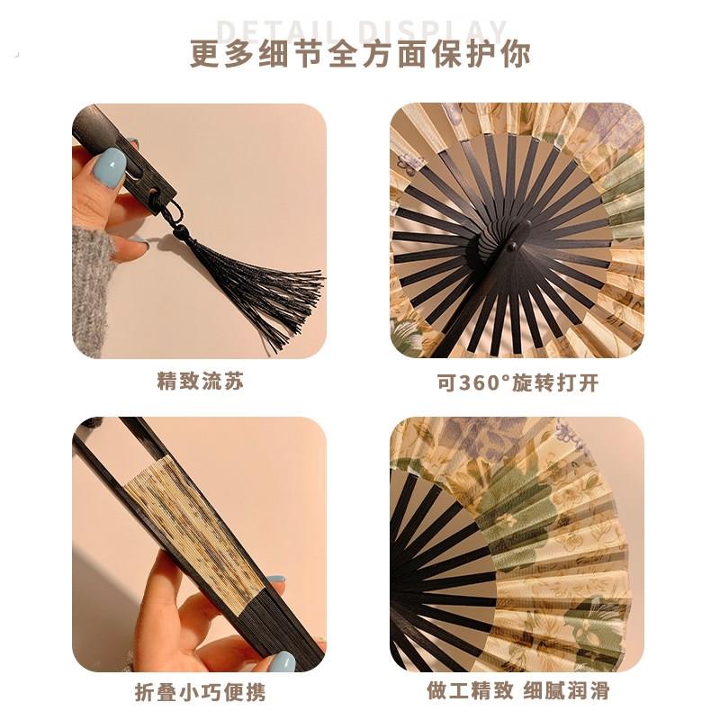 新中式古风团扇女夏天便携随身折叠扇子旗袍汉服舞蹈扇竹扇中国风