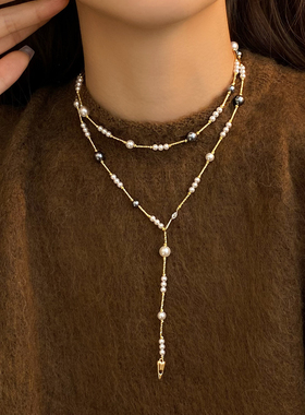 珍珠磁吸扣秋冬毛衣链女大气高档高级感轻奢精致项链女款2025新款