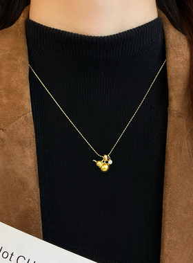 葫芦钛钢新款轻奢高级毛衣链项链