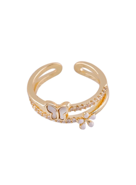 2025新款潮白贝母蝴蝶戒指