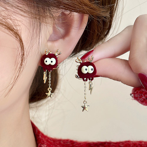 艾沐尔本命年可爱龙红色耳环